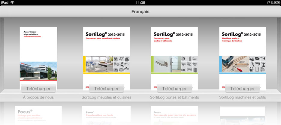 Application iPad avec catalogues de produits à feuilleter d’OPO Oeschger